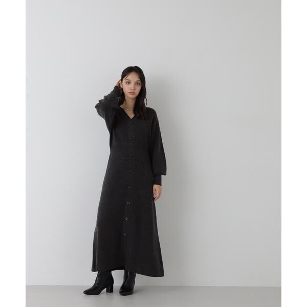 フロントボタンフレアニットワンピース | ナチュラルビューティー