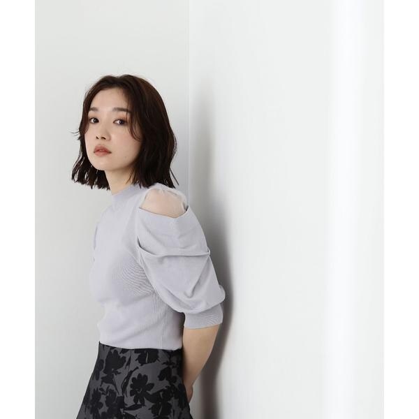 ニット セーター シアースリットドレープスリーブニット レディース NATURAL BEAUTY BASIC｜シアースリットドレープスリーブニット