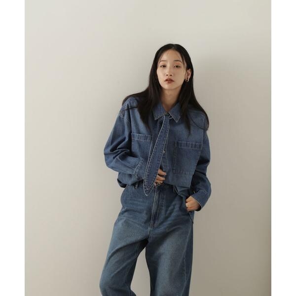 タイ付デニムシャツ | ナチュラルビューティーベーシック(NATURAL