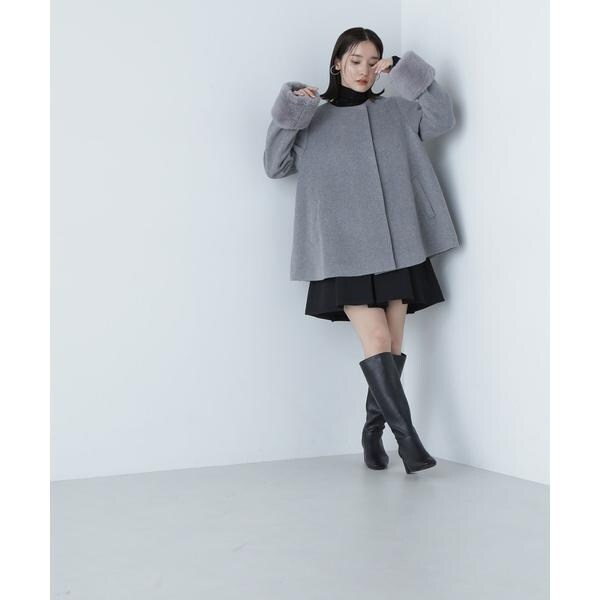 NATURAL BEAUTY BASIC　フェイクファースリーブハーフコート フェイクファースリーブハーフコート 24AW | ナチュラル
