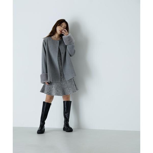 フェイクファースリーブハーフコート 24AW | ナチュラル