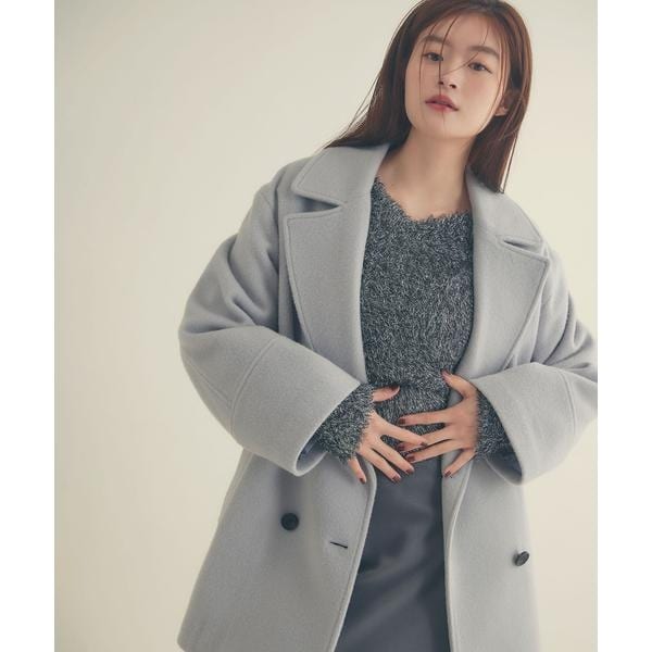 【美品】ダブルブレストフォルムミドルコート ダブルブレストフォルムミドルコート 24AW | ナチュラル