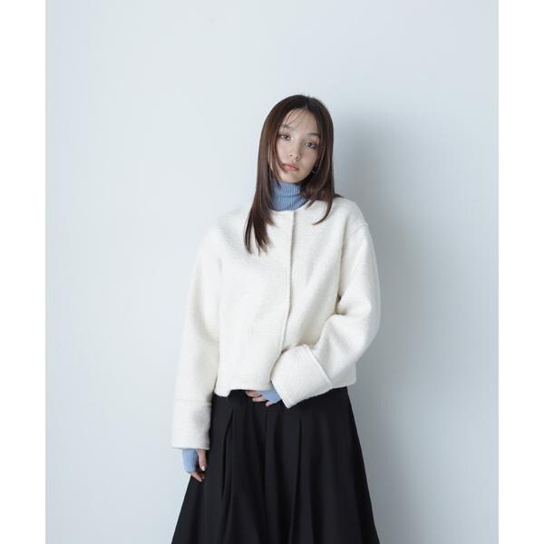 ノーカラーウェーブシャギーブルゾン 24AW | ナチュラル