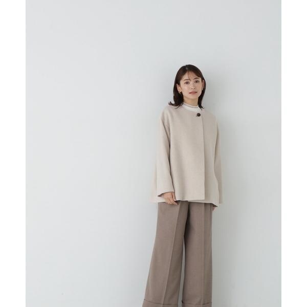 【翌日発送可能】 カシミヤブレンドハーフコート 24AW | ナチュラルビューティー ノーカラージャケット