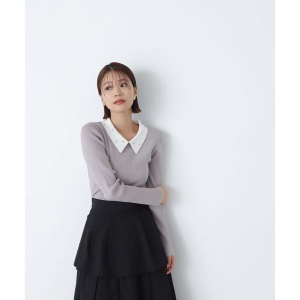 NATURAL BEAUTY BASICビジューパールカラーニット ビジューパールカラーニット 24AW | ナチュラルビューティー
