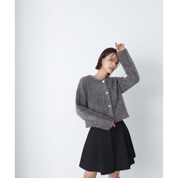 ラメ接結クロップドニットブルゾン 24AW | ナチュラル