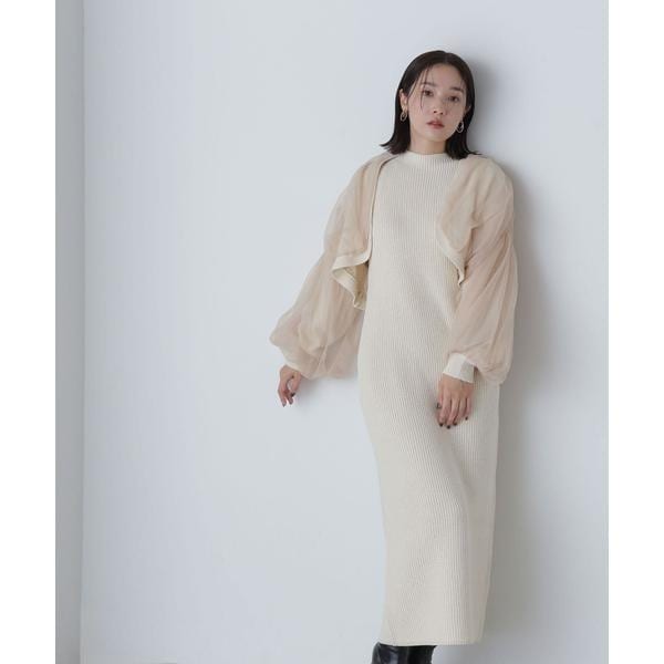 フリルカーデ＆ナローニットワンピース | ナチュラルビューティー