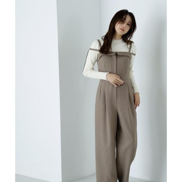 AMERICAN HOLIC ベージュ サロペット M（麻調ベルトサロペット