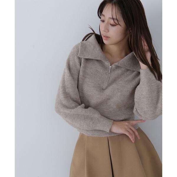初売り ハーフジップフォルム長袖ニット | ナチュラルビューティー 服&ファッション小物