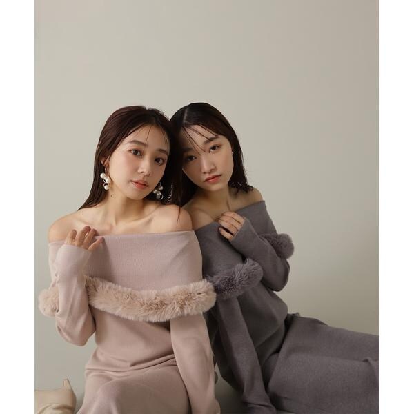 フェイクファーオフショルワンピース | ナチュラルビューティー