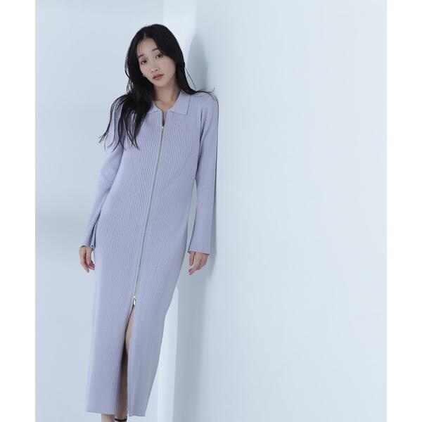 ポロジップナローニットワンピース | ナチュラルビューティー