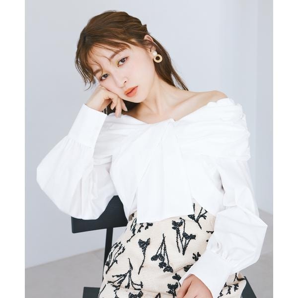 新作　NATURAL BEAUTY BASIC フロントツイストリボンブラウス 新作 NATURAL BEAUTY BASIC フロントツイストリボンブラウス