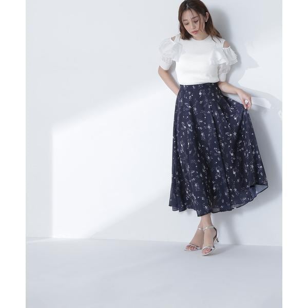 NATURAL BEAUTY BASIC フラワーシフォンフレアスカート フラワーシフォンフレアスカート | ナチュラルビューティー
