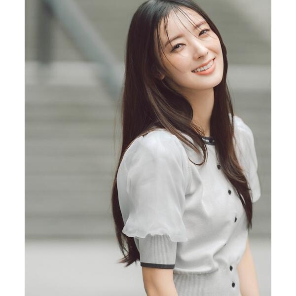 バイカラーオーガンスリーブカーディガン | ナチュラルビューティー