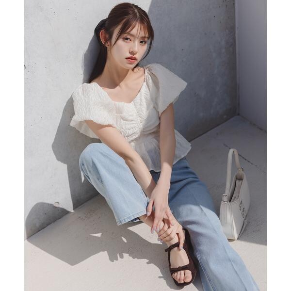 Natural beauty basic ジャガードクロップドブラウス NATURAL BEAUTY BASIC｜ジャガードクロップドブラウス | Rakuten