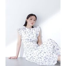 ぼかしフラワープリントワンピース