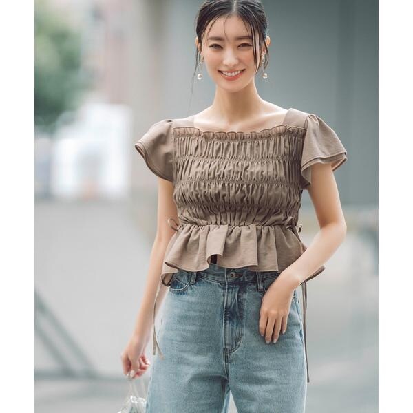 【新品】NATURAL BEAUTY BASICレースアップシャーリングブラウス NATURAL BEAUTY BASIC｜レースアップシャーリングブラウス