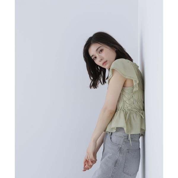 【新品】NATURAL BEAUTY BASICレースアップシャーリングブラウス レースアップシャーリングブラウス | ナチュラルビューティー