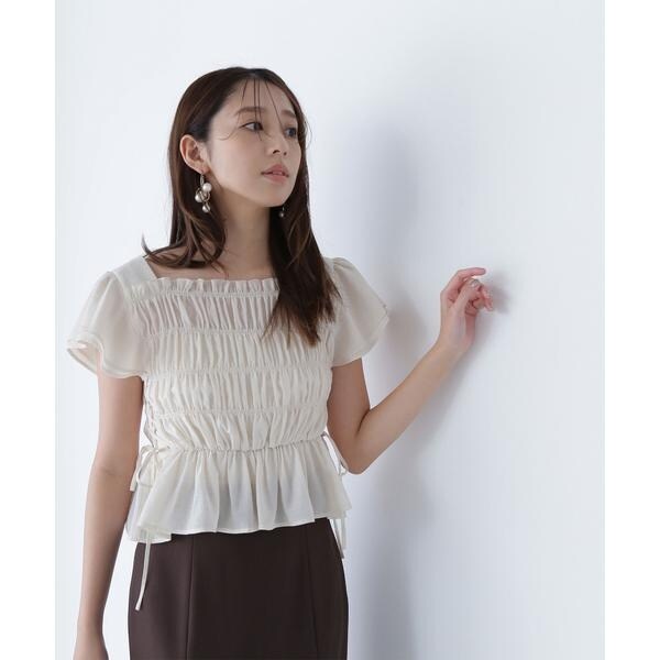新品 NATURAL BEAUTY BASIC レースアップシャーリングブラウス NATURAL BEAUTY BASIC｜レースアップシャーリングブラウス