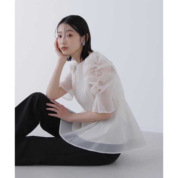 NATURALBEAUTYBASIC BLANCツイードアメスリペプラムトップス セール】◇【BLANC】ツイードアメスリペプラムトップス（シャツ