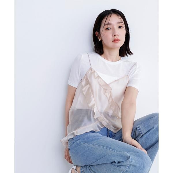 NATURAL BEAUTY BASIC フリルショルダージャガードキャミソール NATURAL BEAUTY BASIC｜フリルショルダージャガードキャミソール