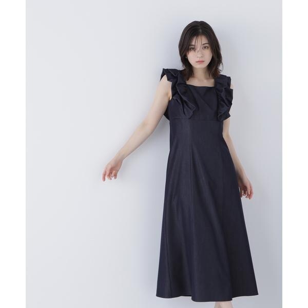 NATURAL BEAUTY BASIC♡ シャンブレーバブルフリルワンピース シャンブレーバブルフリルワンピース* | ナチュラルビューティー