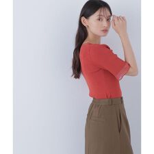 ナチュラルビューティーベーシック(NATURAL BEAUTY BASIC)のシアー切替リブニット
