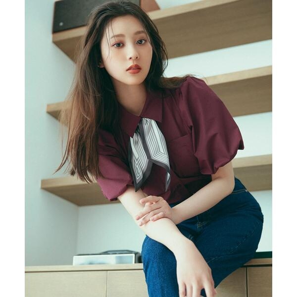 スカーフ付バルーンスリーブシャツ | ナチュラルビューティー