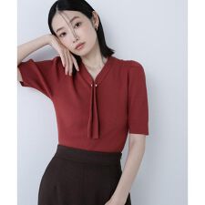 ナチュラルビューティーベーシック(NATURAL BEAUTY BASIC)のボウタイリブニット