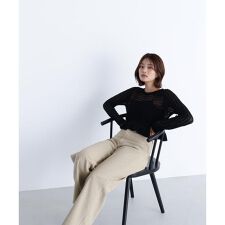 ナチュラルビューティーベーシック(NATURAL BEAUTY BASIC)のクロップドレースメッシュニット