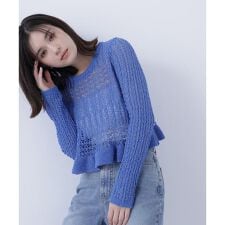 ナチュラルビューティーベーシック(NATURAL BEAUTY BASIC)のクロップドレースメッシュニット