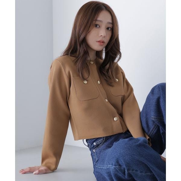 新品　NATURAL BEAUTY BASICエンブレムボタンニットジャケット エンブレムボタンニットジャケット半袖 | NATURAL BEAUTY BASIC