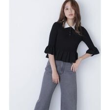 ナチュラルビューティーベーシック(NATURAL BEAUTY BASIC)のダブルカラーペプラムニット