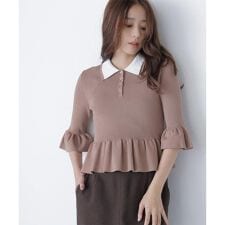 ナチュラルビューティーベーシック(NATURAL BEAUTY BASIC)のダブルカラーペプラムニット