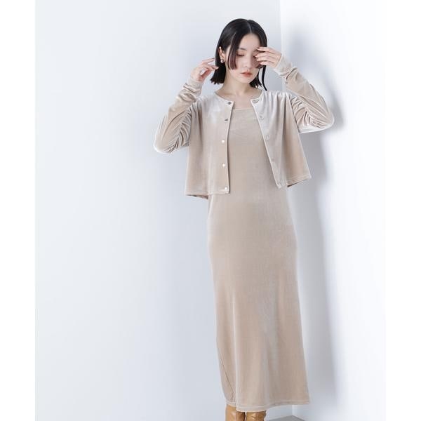 NATURAL BEAUTY BASIC フリンジツイードニットワンピース NATURAL BEAUTY BASIC｜フリンジツイードニットワンピース