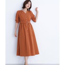 ゴールドボタンベルテッドワンピース | ナチュラルビューティーベーシック(NATURAL BEAUTY BASIC)
