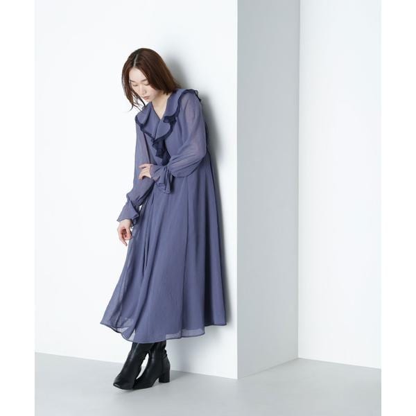 フロントボタンフレアニットワンピース | ナチュラル