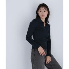 襟付コンパクトリブニット