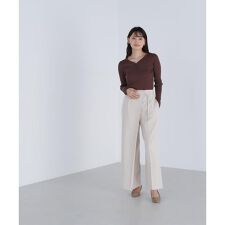 ハイウエストラップワイドパンツ