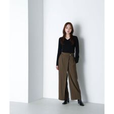 ハイウエストラップワイドパンツ