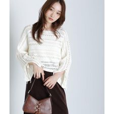 透かし編みリボンスリーブニット