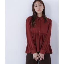 サテンペプラムブラウス