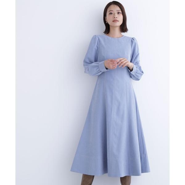 NATURAL BEAUTY BASIC シャドーストライプフレアワンピース シャドーストライプフレアワンピース｜ナチュラルビューティー