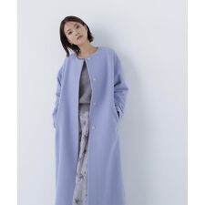 フォルムノーカラーロングコート