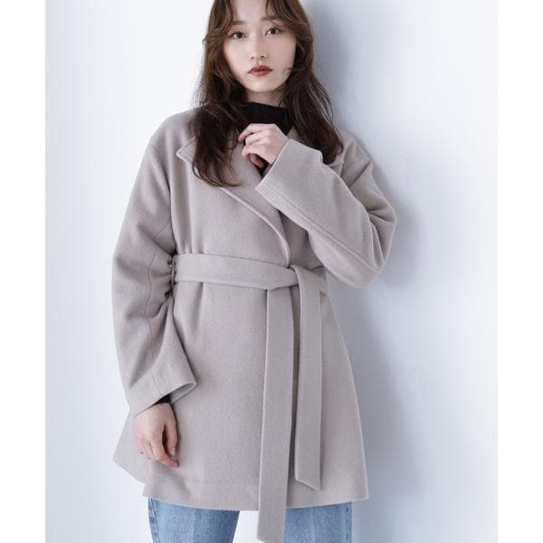 【美品】ダブルブレストフォルムミドルコート ダブルブレストフォルムミドルコート 24AW | ナチュラル