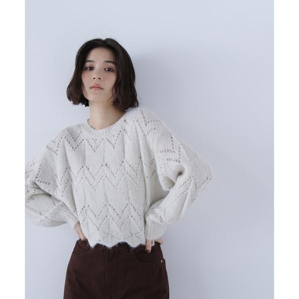 ダイヤ柄クロップドニット | ナチュラルビューティーベーシック