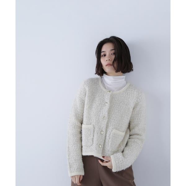 【新品未使用】ナチュラルビューティーベーシック ファーカーディガン　完売品 NATURAL BEAUTY BASIC｜ベーシッククロップドカーディガン