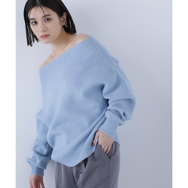 SNIDEL スナイデル オフショル衿ニットプルオーバー SNIDEL ニット セーター オフショル衿ニットプルオーバー