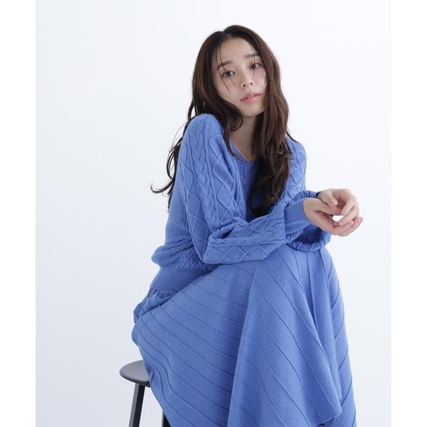 フロントボタンフレアニットワンピース | ナチュラルビューティー