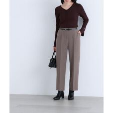 ＜骨格ストレート＞ベルト付スリムストレートパンツ